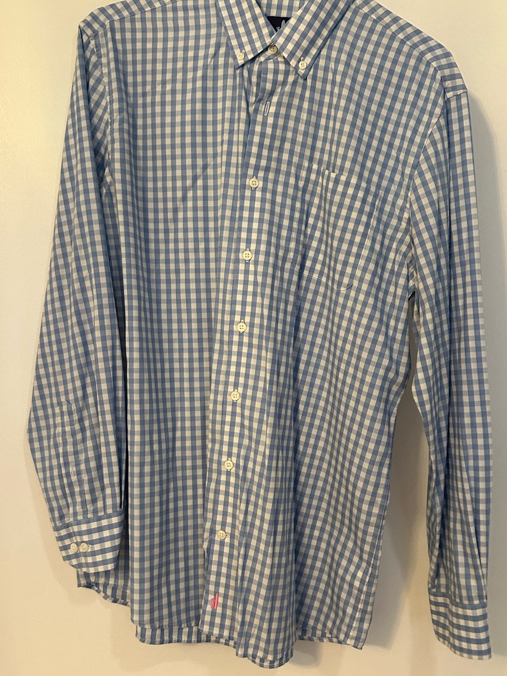 johnnie-O Light Blue and White Gingham Button-Down Shirt